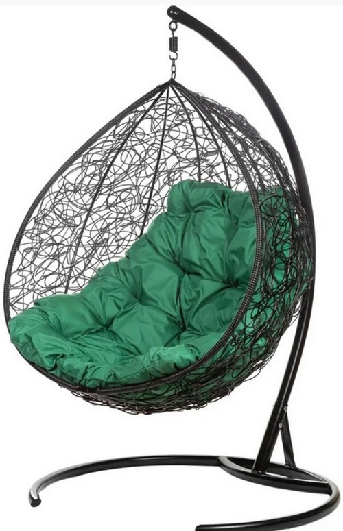 Подвесное кресло Viola XL  искусственный ротанг, 1-о местное, подушка зеленая