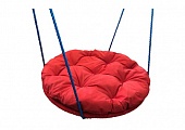 Качели детские Gnezdo в оплетке с красной подушкой, подвесные, диаметр 80 см